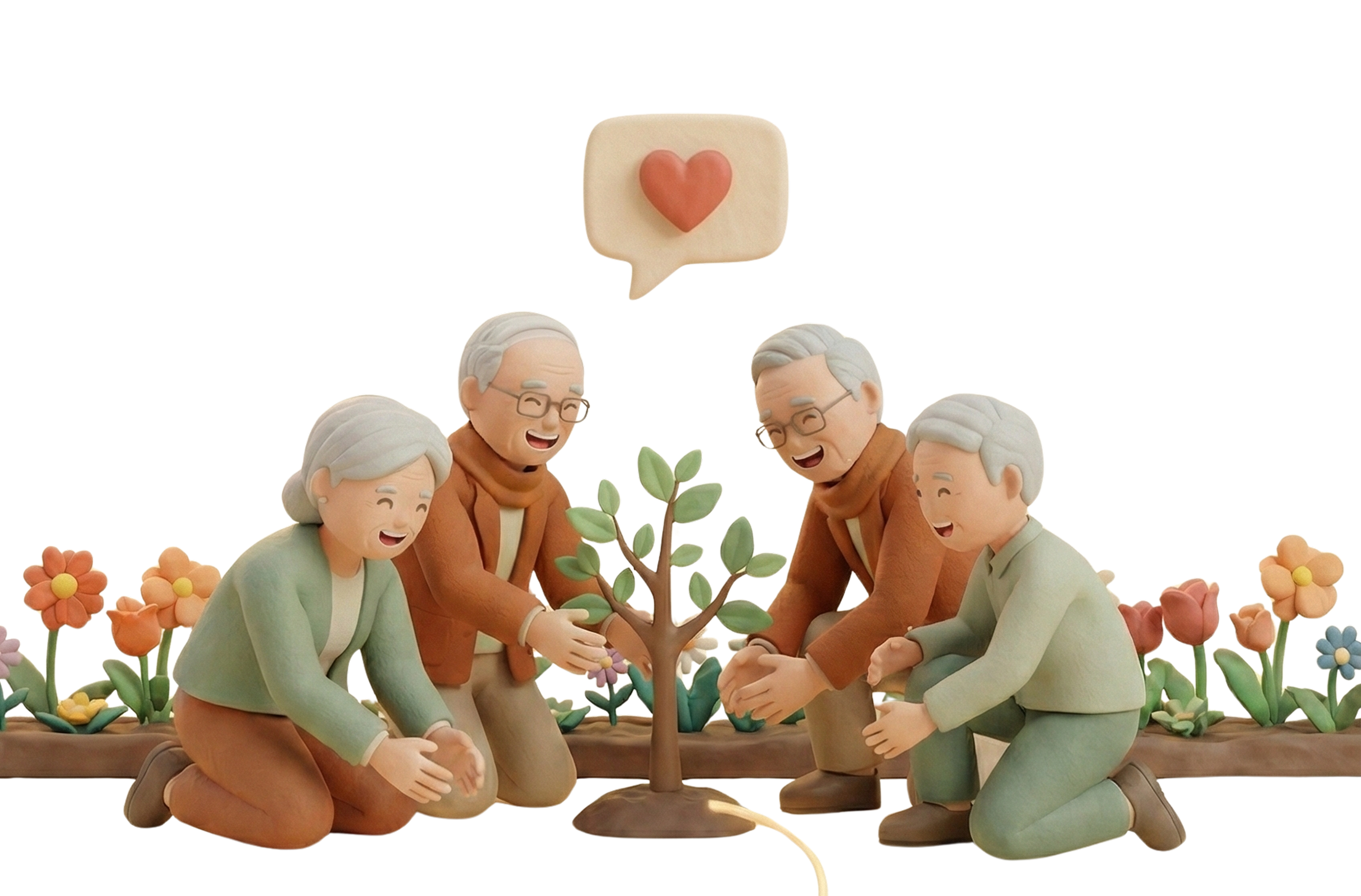 Seniors gardening together