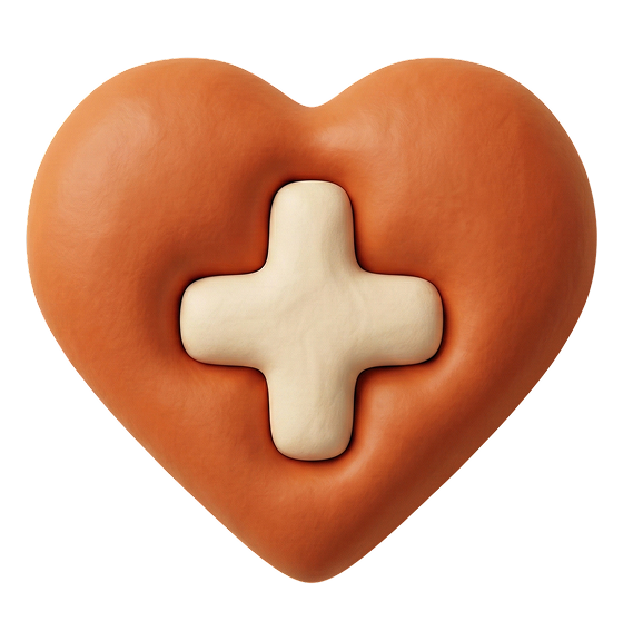 3D Orange Heart with Cross Icon